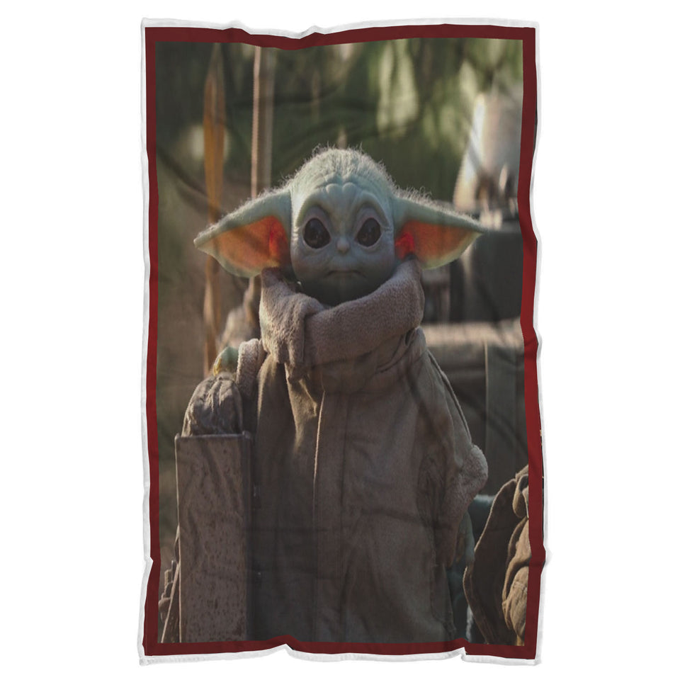 Baby Yoda Star-Wars Mandalorian Quilt - Baby Yoda Blanket - Sherpa Blanket - 50"x60" wc
