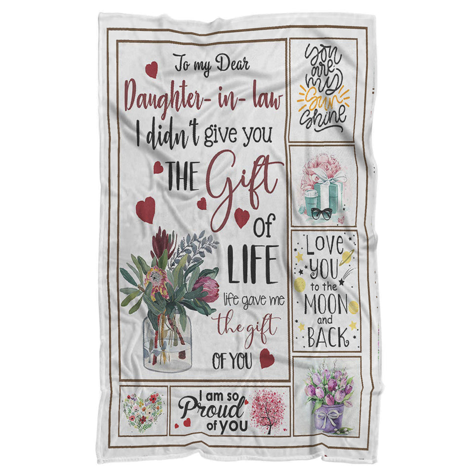 to Daughter in Law Blanket - to My Dear Daughter in Law I Didn't Give You The Gift of Life Life Gave Me The Gift of You Blanket - Cozy Plush Fleece Blanket - 60"x80" tl
