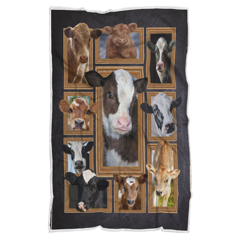Mr.Jyotis Cute Cows Blanket, Cute Cows Happy Cow Print Gifts, Cow Farm Decor Throw Luxury Blanket - Cozy Plush Fleece Blanket - 50"x60" wc