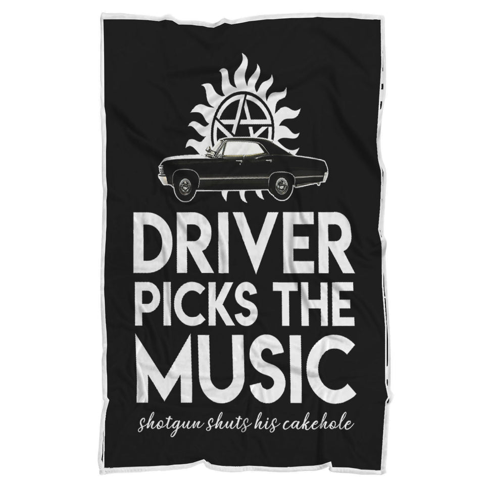 Driver Picks The Music Soft Fleece Throw Bed Couch Living Room Blanket, Supernatural Blanket - Cozy Plush Fleece Blanket - 50"x60" (Black) wc