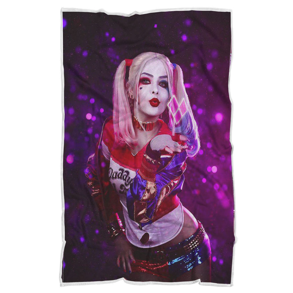 Harley Blanket Qeen Blanket, Harley-Quinn Blanket, Harley Kiss Blanket, Fuzzy Soft Blanket Microfiber for Couch Sofa Bed - Sherpa Blanket - 60x80 wc