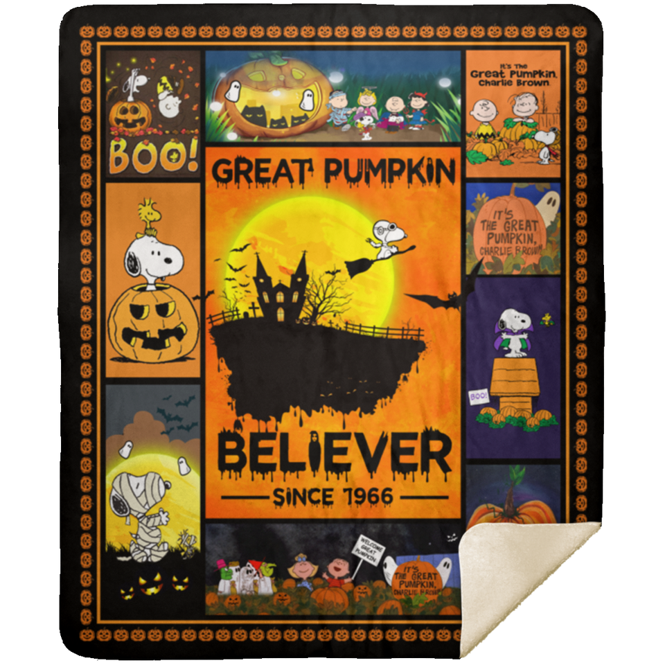 Great Pumpkin Snoopy Blanket, Snoopy Fleece Blanket, Halloween Sherpa Blanket MSHM Premium Mink Sherpa Blanket 50x60