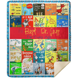 Dr Seuss Books Quilt Blanket Fleece Sherpa Throw Blanket Bedroom Living Room - MSHM Premium Mink Sherpa Blanket 50x60