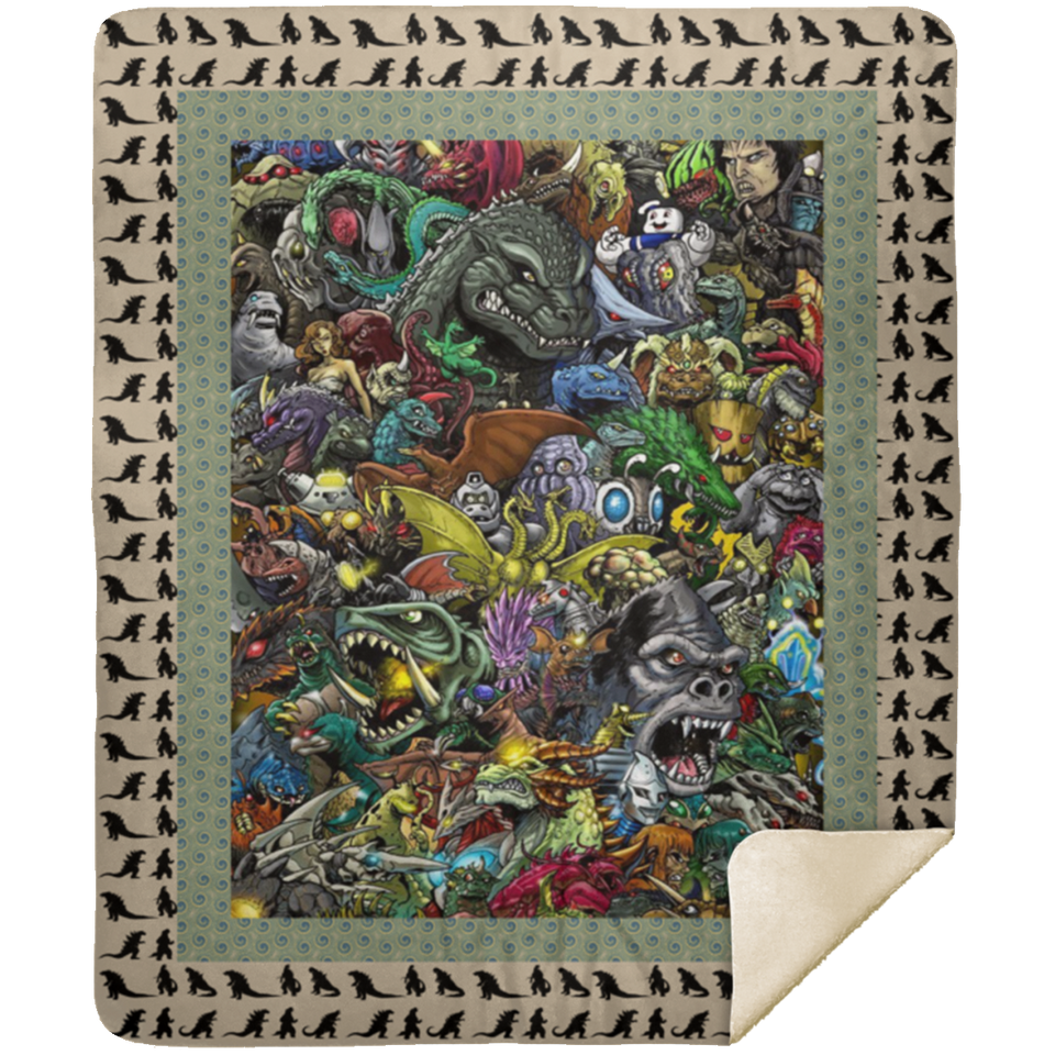 Godzilla King Of The Monsters 3d Quilt Blanket Fleece Sherpa Throw Blanket - MSHM Premium Mink Sherpa Blanket 50x60