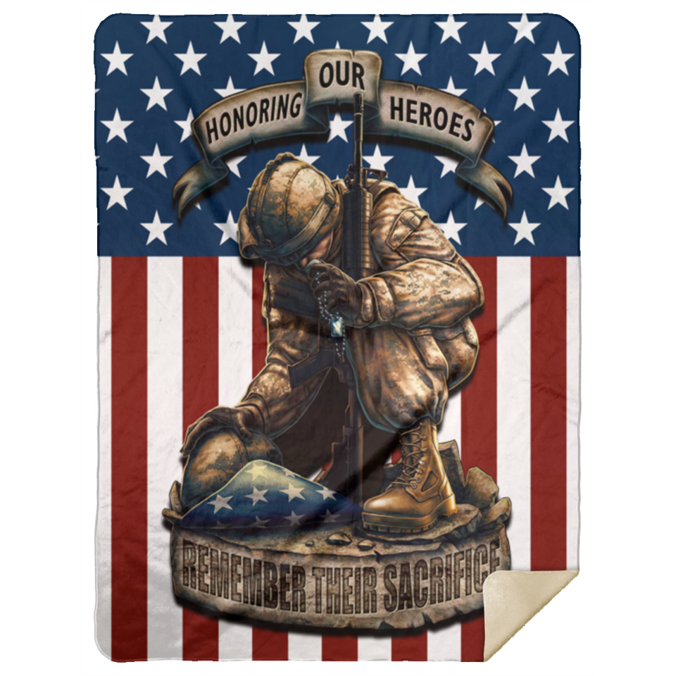Honor Our Heroes Blanket, Honor Their Sacrifice Fleece, Sherpa Blanket - MSHL Premium Mink Sherpa Blanket 60x80