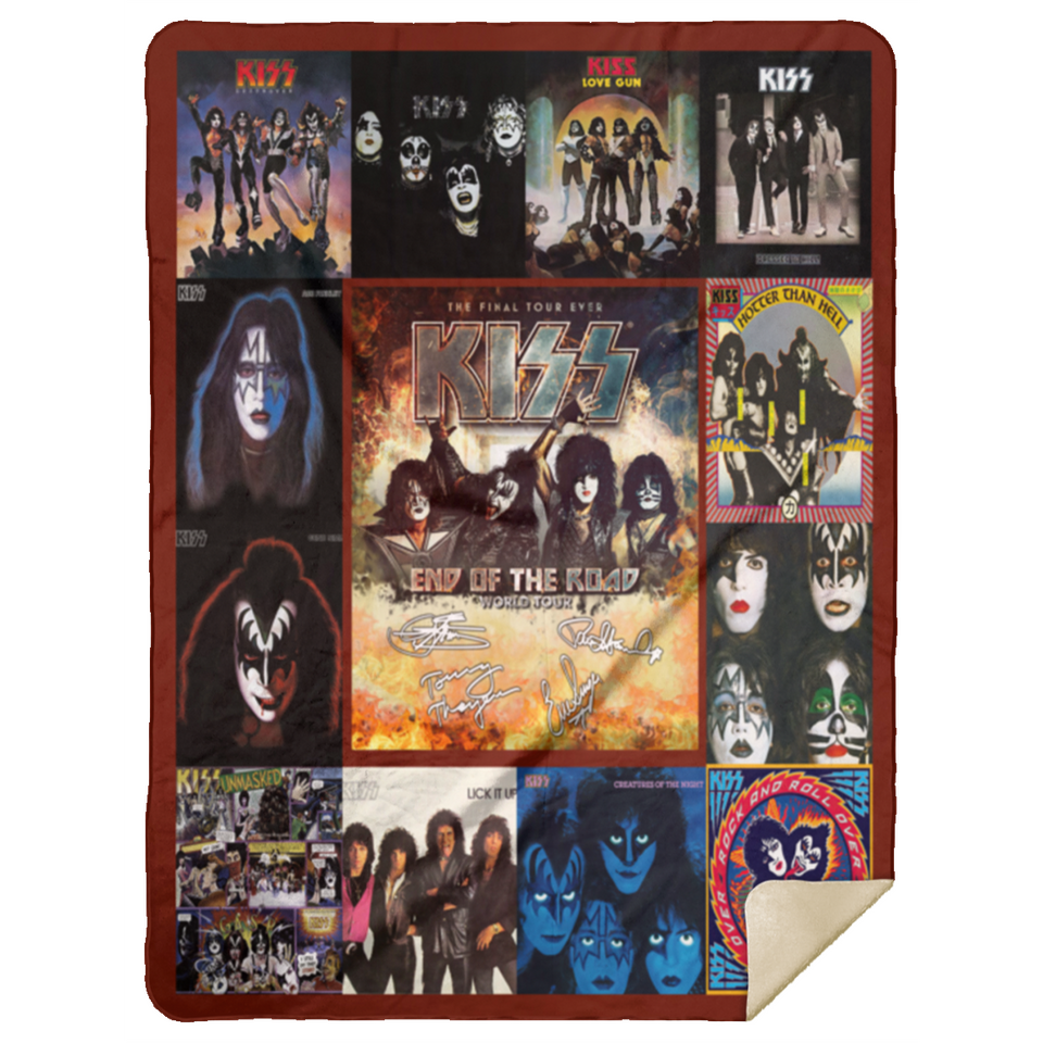 Kiss Blanket, Kiss End Of The Road World Tour Fleece, Sherpa Blanket MSHL Premium Mink Sherpa Blanket 60x80