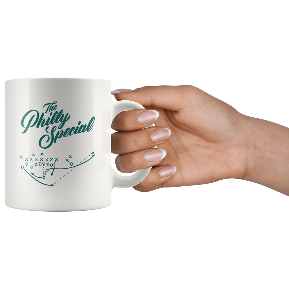 The Philly Special Eagles Nick Foles Trick Play Coffee Mug Philly Special Mug - Funny Philadelphia Eagles Superbowl Mug, 4th Down Play, Nick Foles Touchdown, Special Football Mug 11oz - TL
