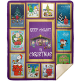 Snoopy Keep Christ in Christmas CC 3D Quilt Fleece Sherpa Throw Blanket Quilt - MSHM Premium Mink Sherpa Blanket 50x60
