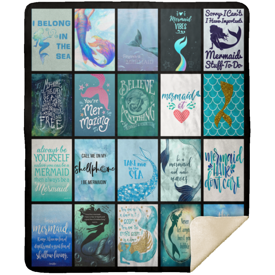 MERMAID 20 PICS 3D Quilt Blanket Fleece Sherpa Throw Blanket Quilt - MSHM Premium Mink Sherpa Blanket 50x60