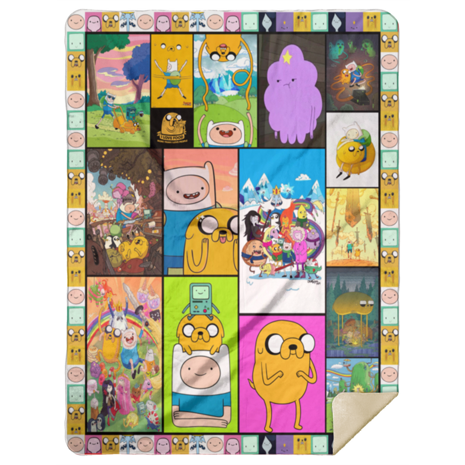 Adventure Time Blanket Finn & Jake Quilt Fleece Sherpa Throw Blanket MSHL Premium Mink Sherpa Blanket 60x80