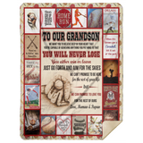 Baseball Grandson Blanket Love, Mamaw & Papaw Quilt Fleece Sherpa Throw Blanket - MSHL Premium Mink Sherpa Blanket 60x80