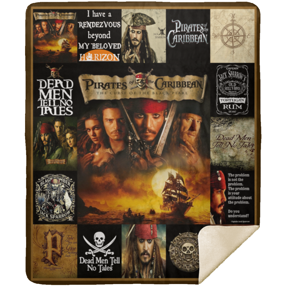 Pirates of the Caribbean Blanket, The Curse of the Black Pearl Quilt Blanket MSHM Premium Mink Sherpa Blanket 50x60