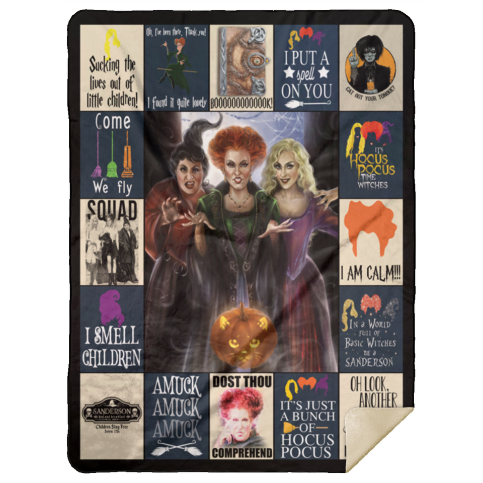 Hocus Pocus Blanket Witch Squad Quilt Fleece Sherpa Throw Blanket Halloween V - MSHL Premium Mink Sherpa Blanket 60x80