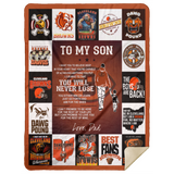 to My Son C l e v e l a n d Browns Blanket, Cleveland B r o w n s Baseball Quilt, Fleece, Sherpa Blanket - MSHL Premium Mink Sherpa Blanket 60x80