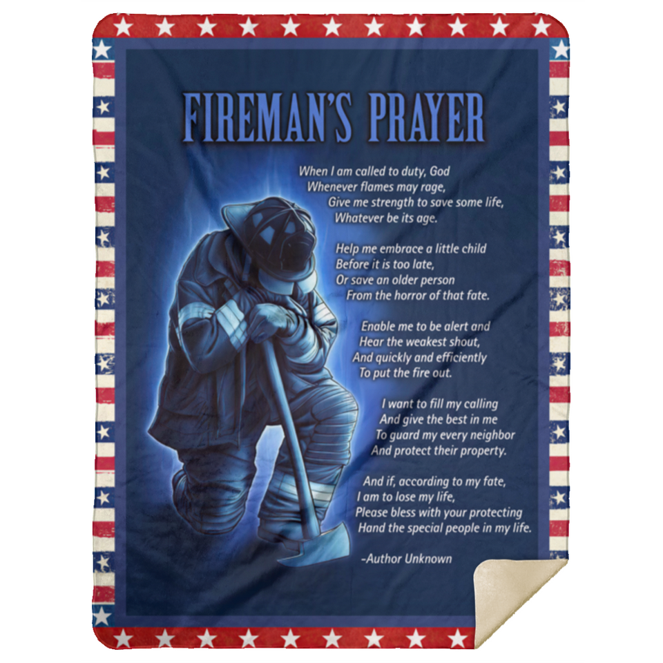 Fireman Blanket, Fireman's Prayer Fleece, Sherpa Blanket, Gift Ideas MSHL Premium Mink Sherpa Blanket 60x80