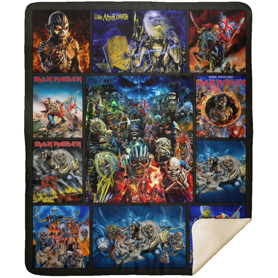 Iron Maiden Blanket, Heavy Metal Fleece, Sherpa Blanket For Fans MSHM Premium Mink Sherpa Blanket 50x60