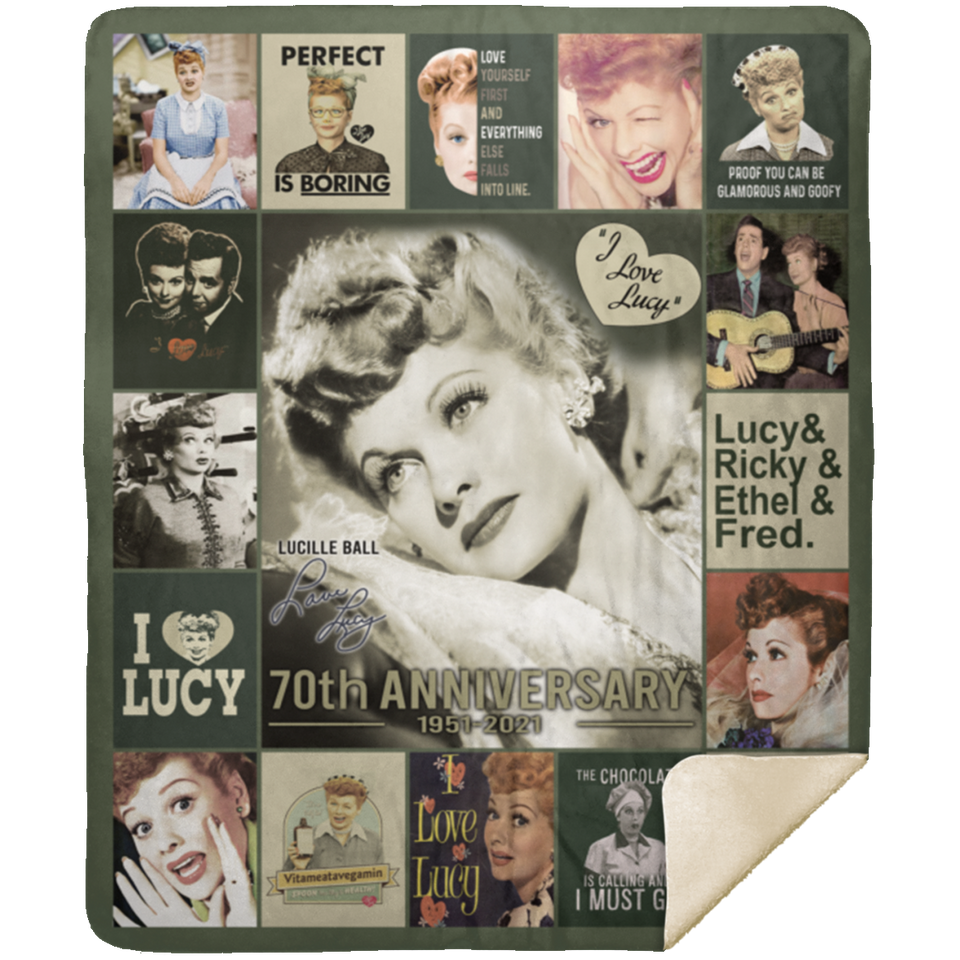 I Love Lucy 70th anniversary Blanket, TV Series Quilt, Fleece, Sherpa Blanket MSHM Premium Mink Sherpa Blanket 50x60