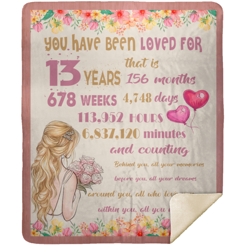 13th Birthday Gifts For Girls Blanket, 13 Year Old Girls Fleece, Sherpa Blanket MSHM Premium Mink Sherpa Blanket 50x60