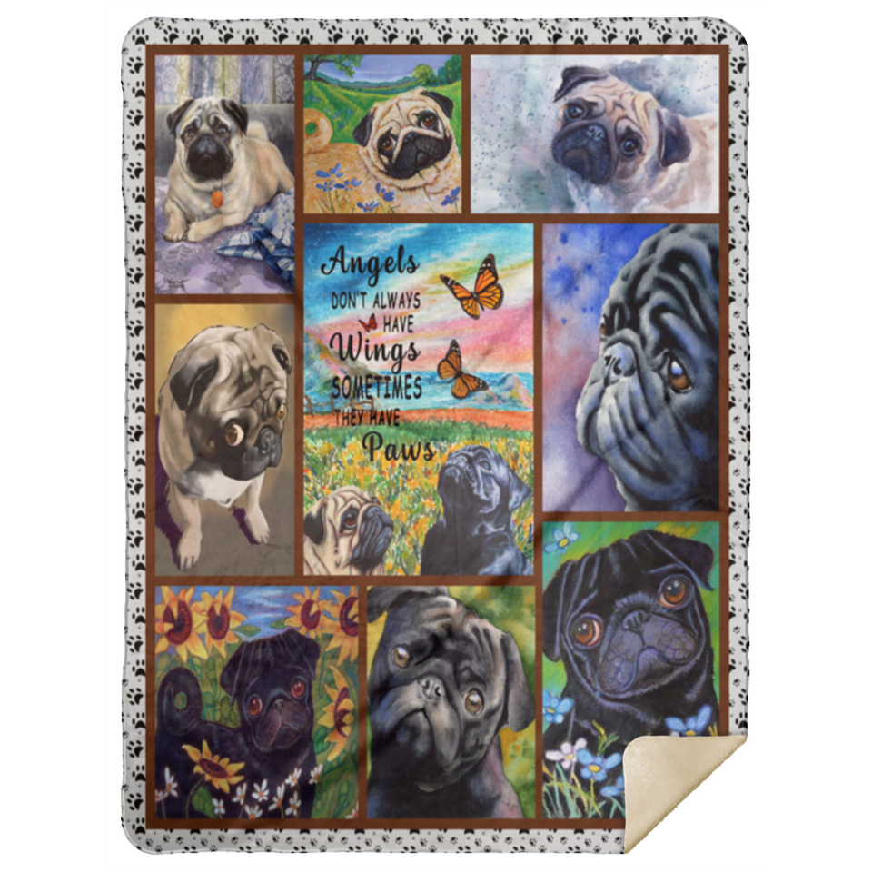 Pug Dog Blanket, Pug Fleece, Sherpa Blanket MSHL Premium Mink Sherpa Blanket 60x80