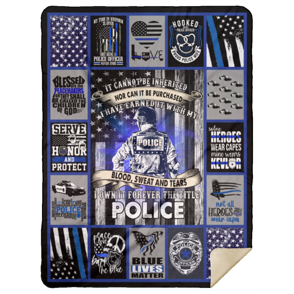Blue Lives Matter Blanket American Thin Blue Line Police Fleece, Sherpa Blanket - MSHL Premium Mink Sherpa Blanket 60x80