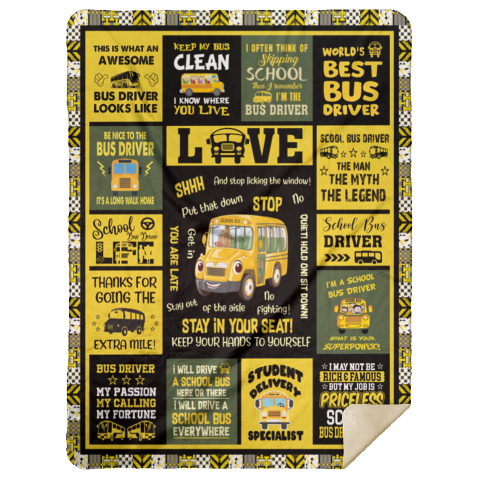 Bus Driver Appreciation Blanket, School Bus Driver Fleece Blanket MSHL Premium Mink Sherpa Blanket 60x80
