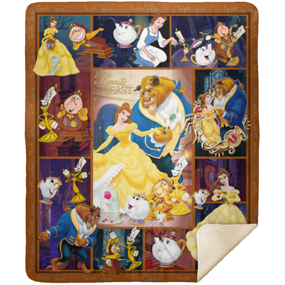 Beauty and the Beast Blanket Beauty and the Beast 1991 Movie Quilt Fleece Sherpa - MSHM Premium Mink Sherpa Blanket 50x60