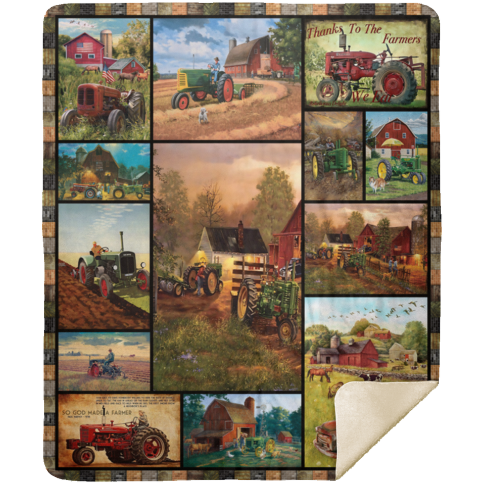 Tractor Blanket, Farmer in Training Fleece, Sherpa Blanket Tractor On Farm MSHM Premium Mink Sherpa Blanket 50x60