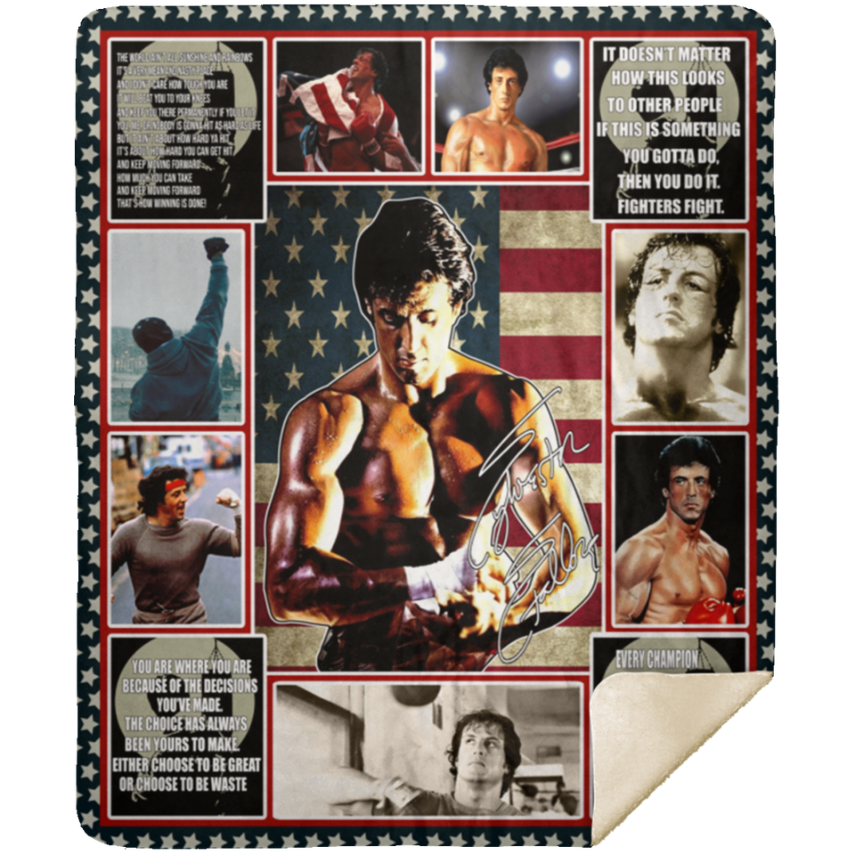 Rocky Balboa Quotes Blanket Rocky Balboa Quilt Fleece Sherpa Throw Blanket - MSHM Premium Mink Sherpa Blanket 50x60