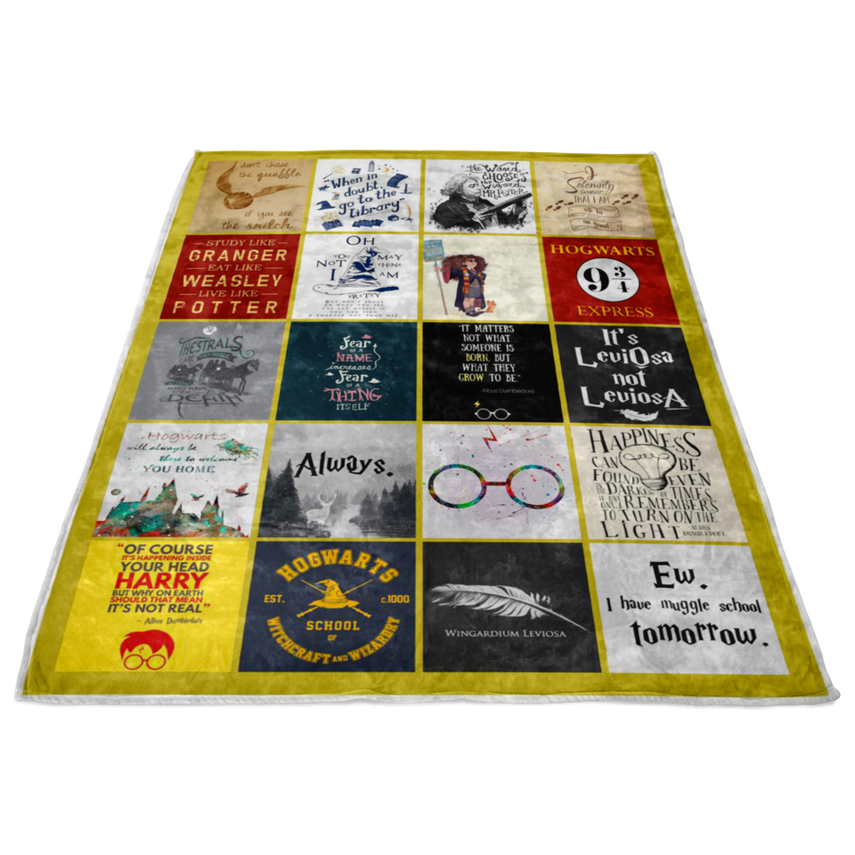 Harry Blanket Pottter Quilt - Harry-Pottter Blanket - Harry Fan Potter Blanket - Valentines Gift Idea for Men Women - Birthday Gift C (Cozy Plush Fleece 30"x40") (60"x50")  (80"x60") TL