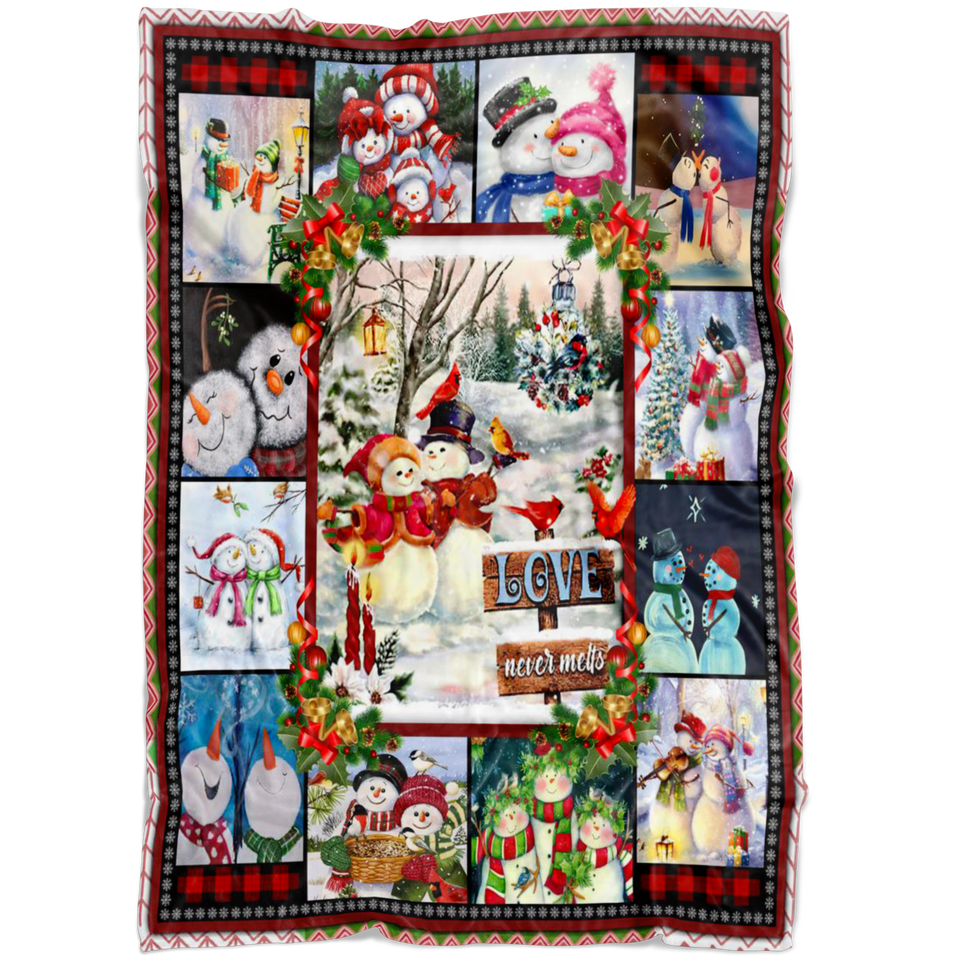 Love Never Melts Snowman Happy Christmas Blanket copy