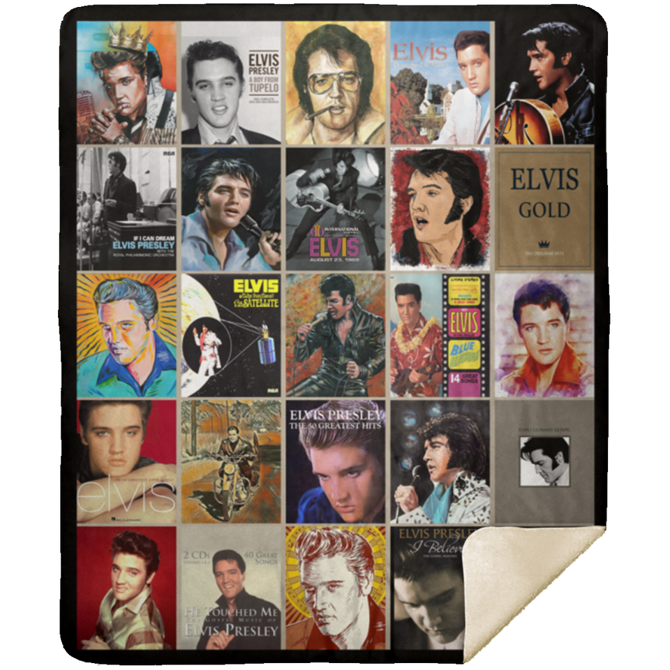 Elvis Presley Blanket Elvis Presley Quilt Fleece Sherpa Throw Blanket - MSHM Premium Mink Sherpa Blanket 50x60