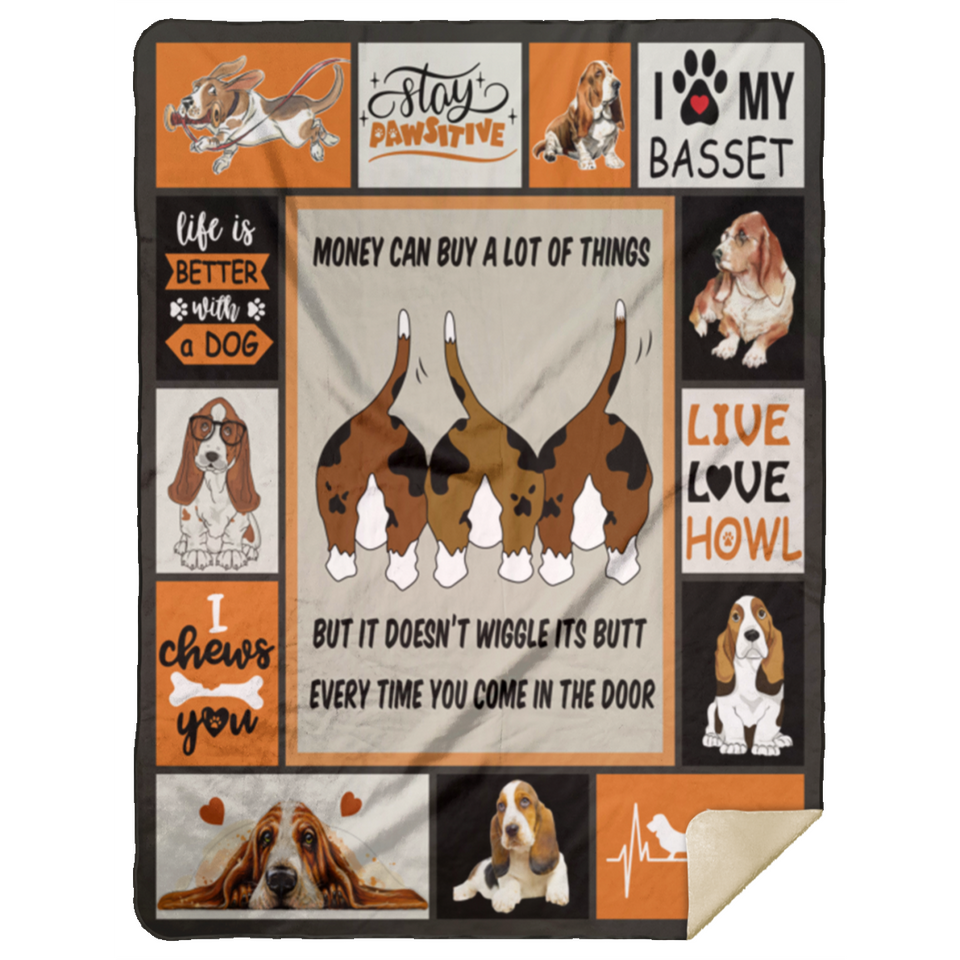 Basset Hound Blanket, Quilt, Fleece, Sherpa Blanket MSHL Premium Mink Sherpa Blanket 60x80