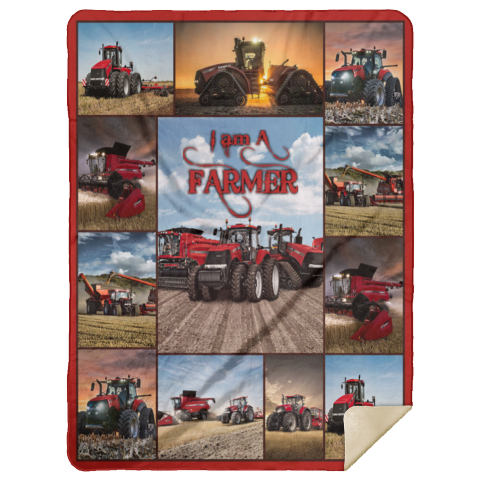 Case IH Tractor Collection Quilt Fleece Sherpa Throw Blanket for Bedroom Sofa - MSHL Premium Mink Sherpa Blanket 60x80