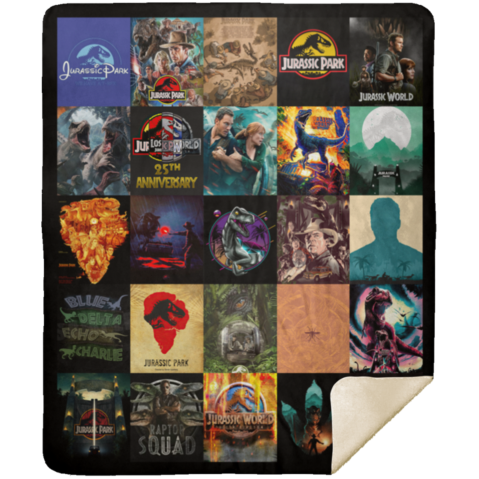 Jurassic Park Blanket, Jurassic Park Series Movies Fleece, Sherpa Blanket MSHM Premium Mink Sherpa Blanket 50x60