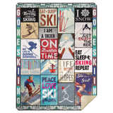 Gone Skiing Blanket Life is Better with Skiing Quilt Fleece Sherpa Gift Idea - MSHL Premium Mink Sherpa Blanket 60x80