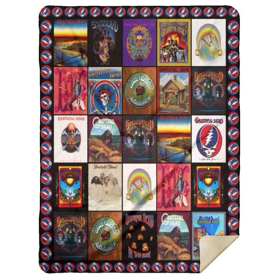 Grateful Dead Quilt Fleece Sherpa Throw Blanket for Bedroom Living Room MSHL Premium Mink Sherpa Blanket 60x80
