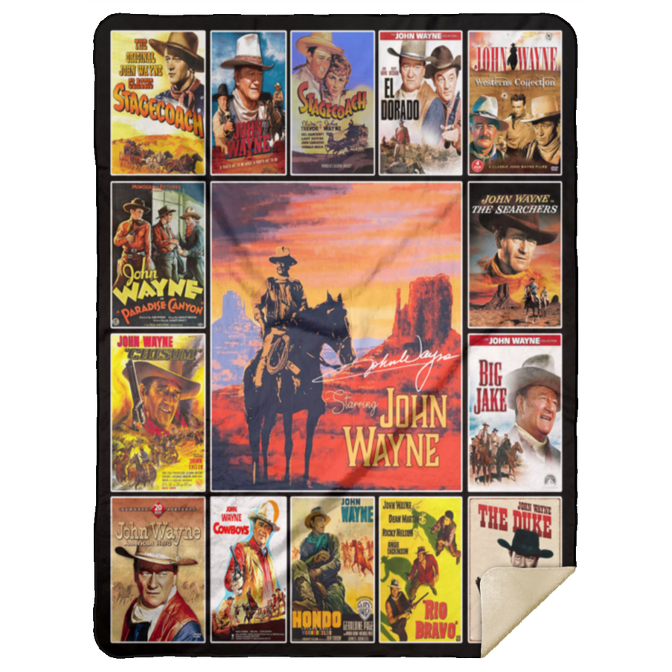 American Hero Blanket American Legend John-Wayne Blanket - Starring John Hero Wayne American Fleece, Sherpa Blanket White - MSHL Premium Mink Sherpa Blanket 60x80