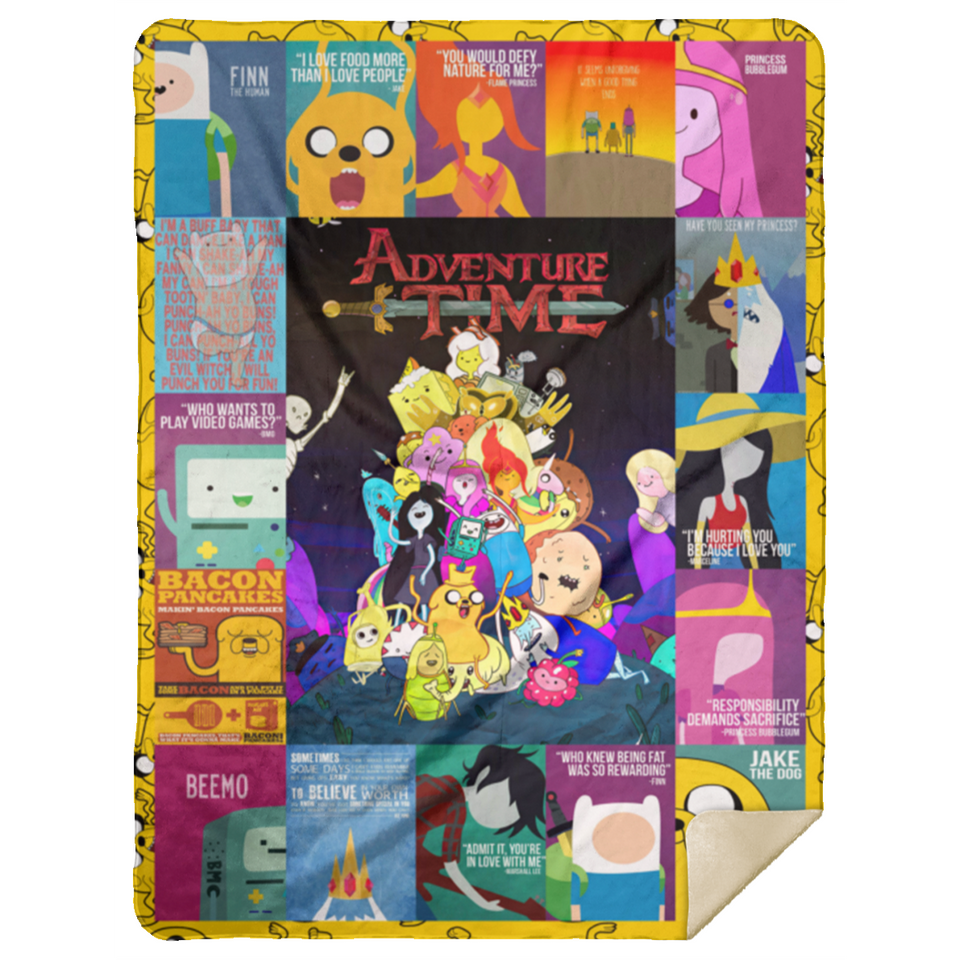Adventure Time Blanket, Adventure Time Series Quilt, Fleece, Sherpa Blanket MSHL Premium Mink Sherpa Blanket 60x80