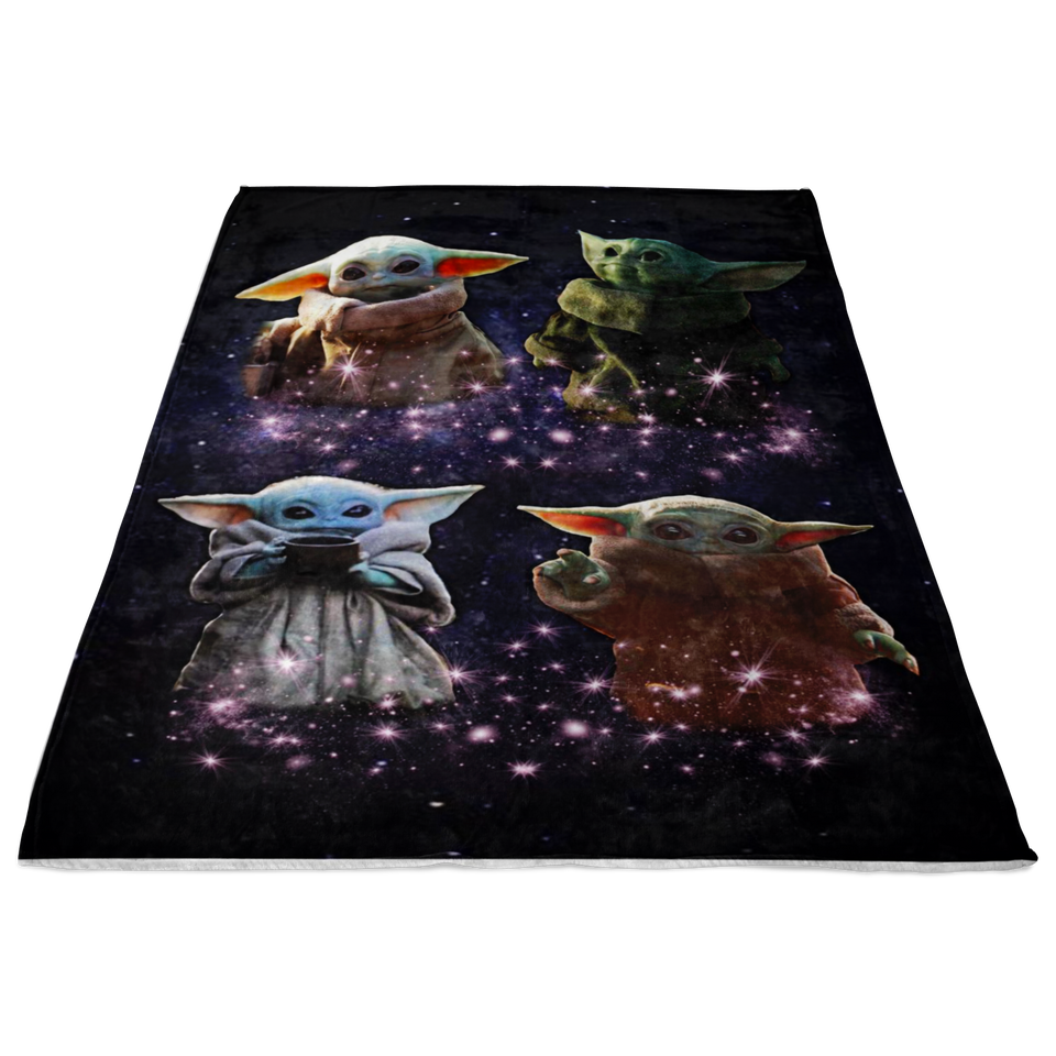Baby Yoda Blanket, Star Wars Blanket - Cozy Plush Fleece, Sherpa Blanket (White) - TL