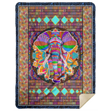 Elephant Mandala Blanket Elephant Colorful Quilt Fleece Sherpa Throw Blanket - MSHL Premium Mink Sherpa Blanket 60x80