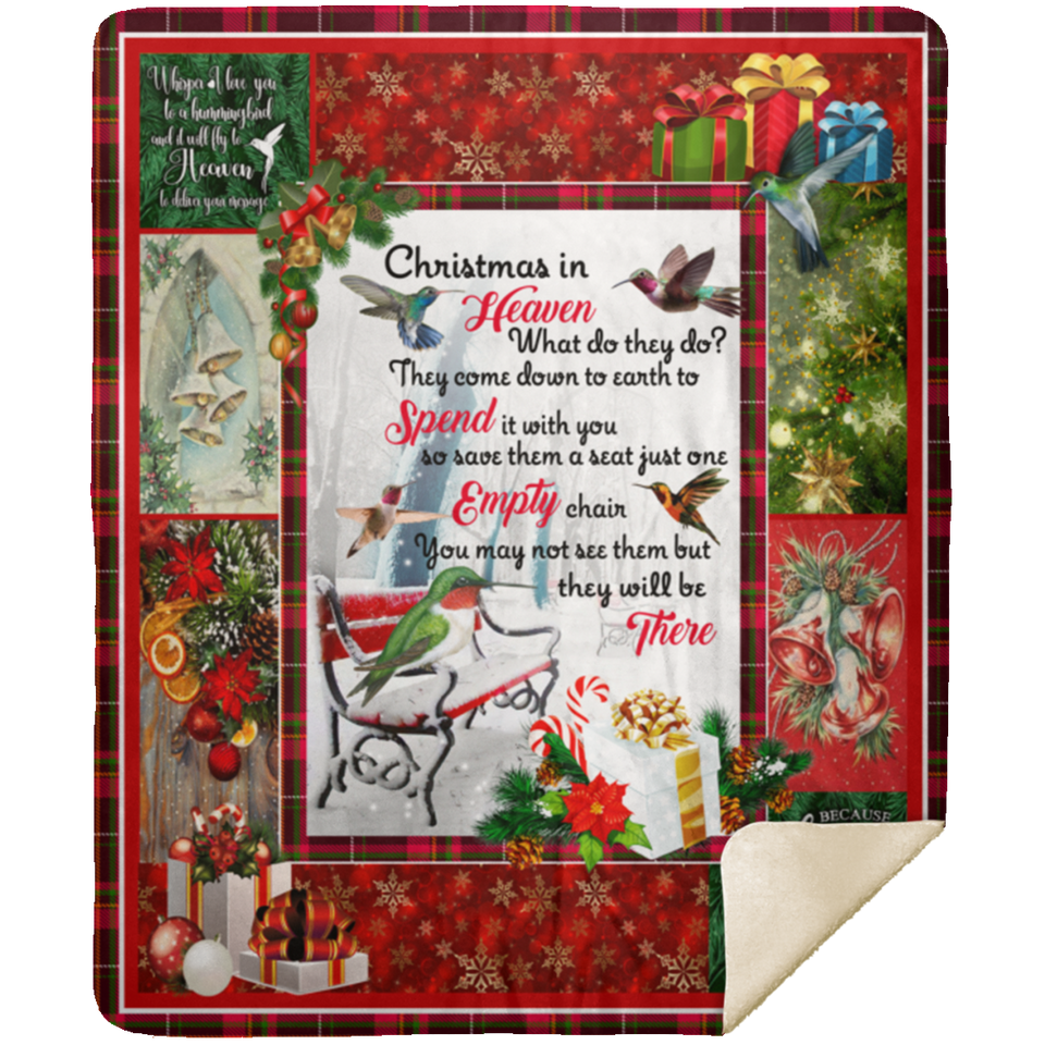 Hummingbird Blanket Christmas In Heaven Quilt Fleece Sherpa - MSHM Premium Mink Sherpa Blanket 50x60
