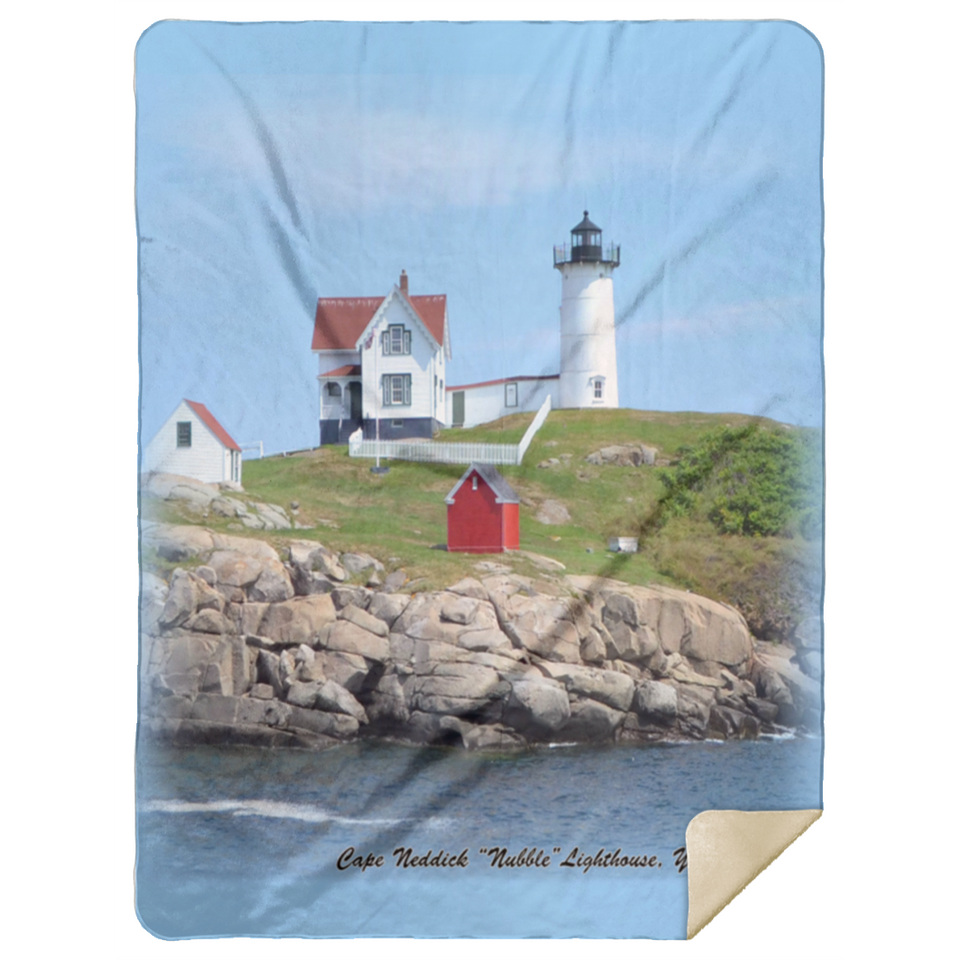 Nubble Lighthouse Soft Fleece Throw Blanket, Nubble Lighthouse Blanket Quilt - MSHL Premium Mink Sherpa Blanket 60x80