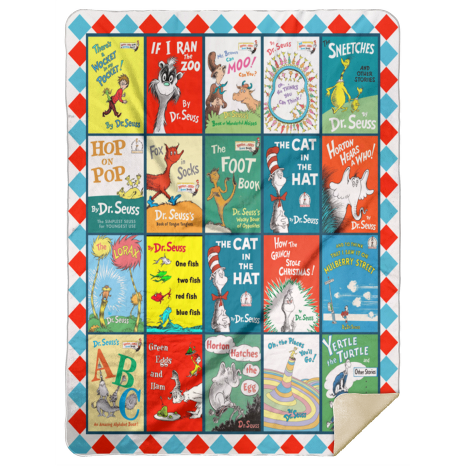 Dr.seuss Books Blanket, Dr. Seuss For Fans Fleece, Sherpa, Throw Blanket - MSHL Premium Mink Sherpa Blanket 60x80