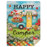 Happy Camper Blanket, Camping Cardinal Butterfly Quilt, Fleece, Sherpa Blanket - MSHL Premium Mink Sherpa Blanket 60x80