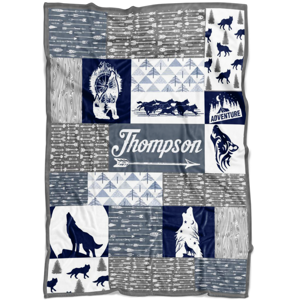 Puddle Kickers Wolf Pack Baby Blanket for Boys