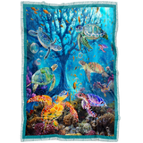 Turtle Swim With The Waves Lover Blanket