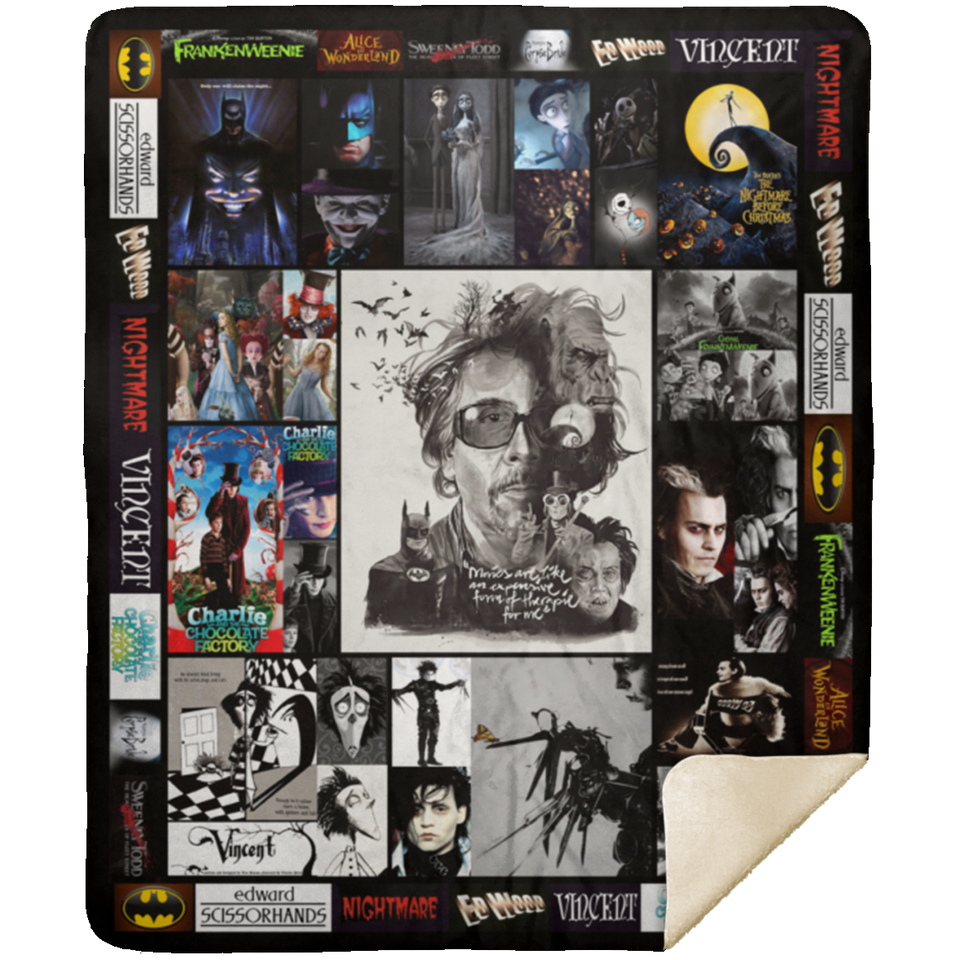 Tim Burton's Movies Blanket Fleece Sherpa Throw Quilt Blanket for Bedroom Sofa - MSHM Premium Mink Sherpa Blanket 50x60