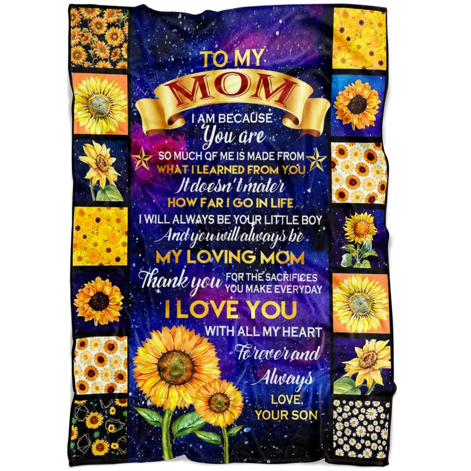 My Mom from Son Sherpa Fleece Blanket Birthday Present Sunflowers (X-Large 80 X 60 INCH)