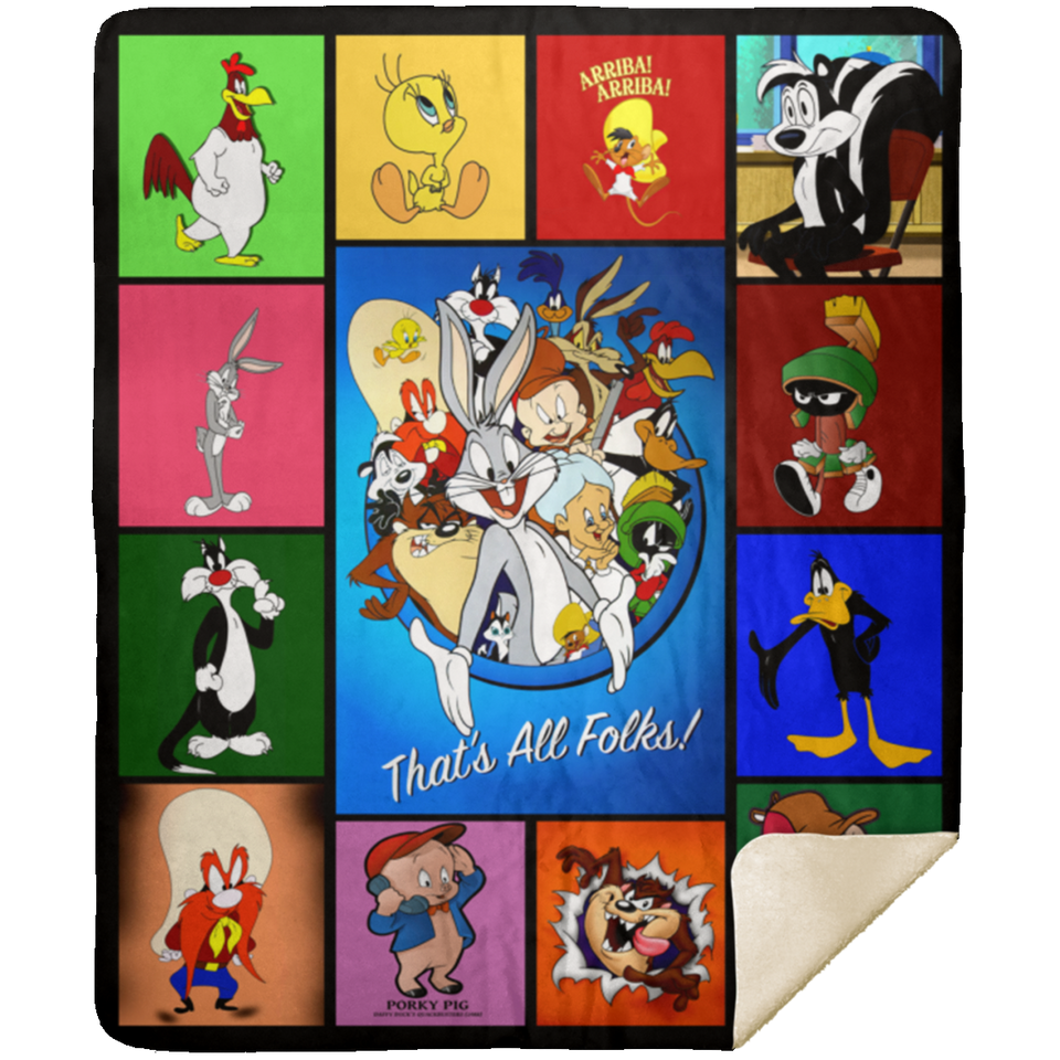 LOONEY TUNES Quilt Fleece Sherpa Throw Blanket for Bedroom Living Room Sofa - MSHM Premium Mink Sherpa Blanket 50x60