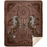 Horse Blanket, Native American Horse Dreamcatcher Fleece, Sherpa Blanket MSHM Premium Mink Sherpa Blanket 50x60